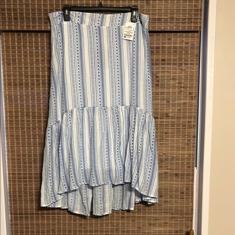 Elegant Blue and White Striped Maxi Skirt